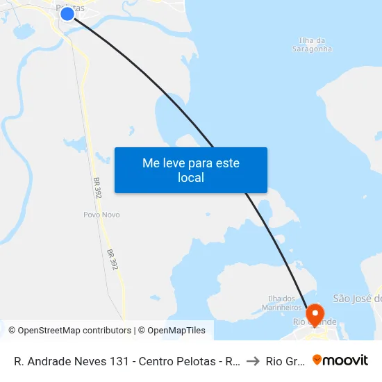 R. Andrade Neves 131 - Centro Pelotas - Rs 96020-080 Brasil to Rio Grande map