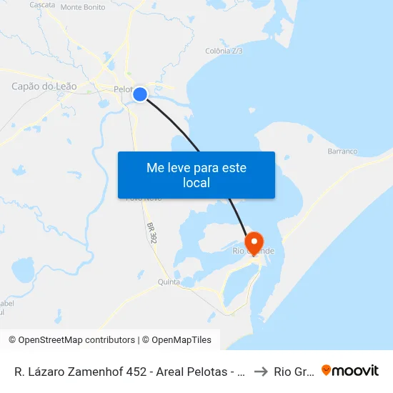 R. Lázaro Zamenhof 452 - Areal Pelotas - Rs 96075-120 Brasil to Rio Grande map