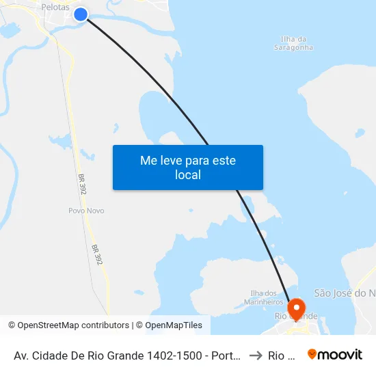 Av. Cidade De Rio Grande 1402-1500 - Porto Pelotas - Rs 96076-240 Brasil to Rio Grande map