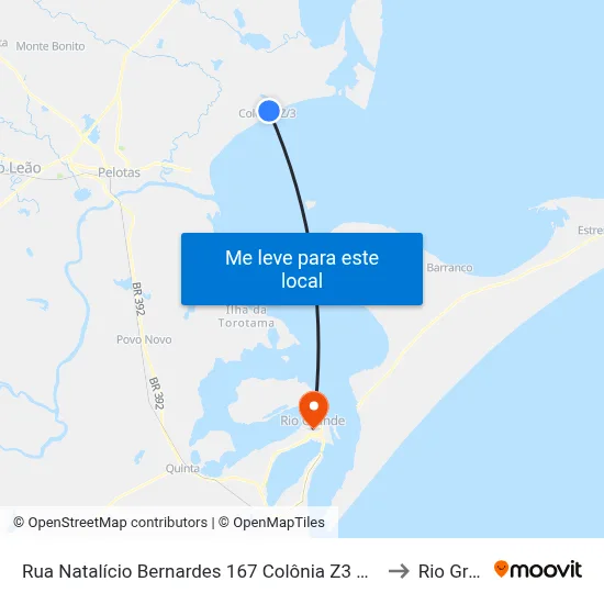 Rua Natalício Bernardes 167 Colônia Z3 Pelotas - Rs Brasil to Rio Grande map
