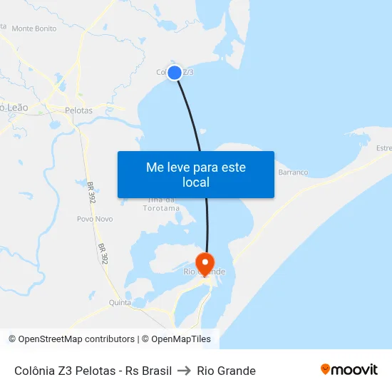 Colônia Z3 Pelotas - Rs Brasil to Rio Grande map