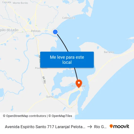 Avenida Espírito Santo 717 Laranjal Pelotas - Rs 96090-260 Brasil to Rio Grande map