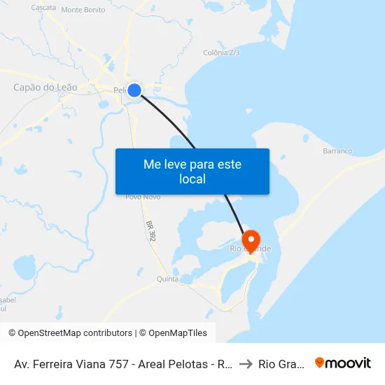Av. Ferreira Viana 757 - Areal Pelotas - Rs Brasil to Rio Grande map