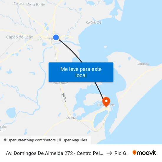 Av. Domingos De Almeida 272 - Centro Pelotas - Rs 96020-720 Brasil to Rio Grande map