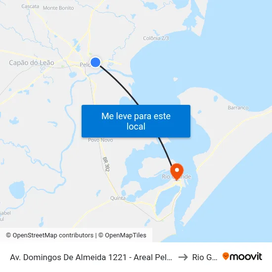 Av. Domingos De Almeida 1221 - Areal Pelotas - Rs 96085-470 Brasil to Rio Grande map