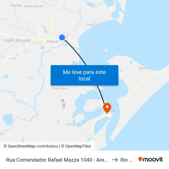Rua Comendador Rafael Mazza 1040 - Areal Pelotas - Rs 96085-090 Brasil to Rio Grande map