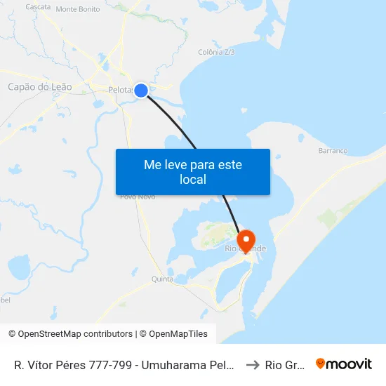 R. Vítor Péres 777-799 - Umuharama Pelotas - Rs Brasil to Rio Grande map