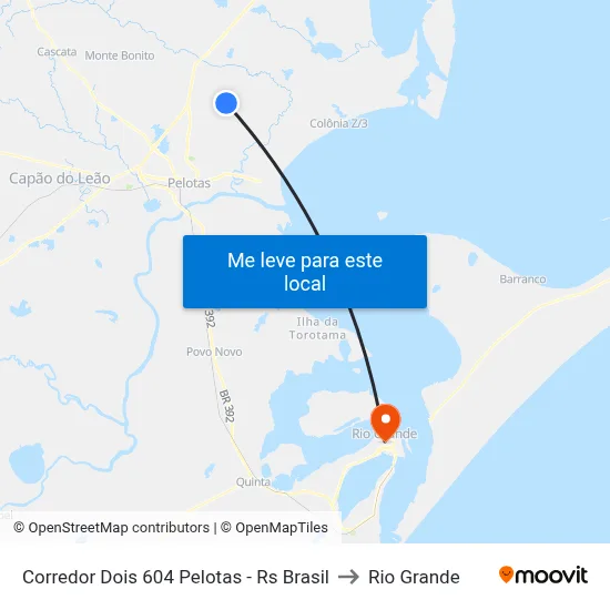 Corredor Dois 604 Pelotas - Rs Brasil to Rio Grande map