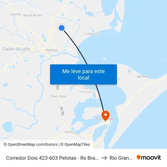 Corredor Dois 423-603 Pelotas - Rs Brasil to Rio Grande map