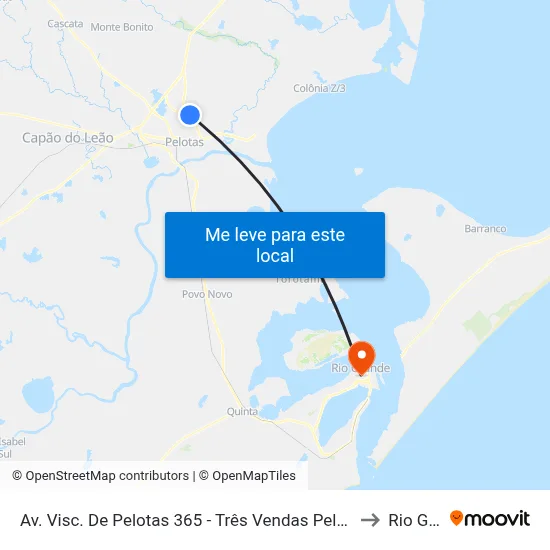 Av. Visc. De Pelotas 365 - Três Vendas Pelotas - Rs 96060-690 Brasil to Rio Grande map