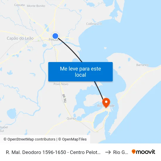 R. Mal. Deodoro 1596-1650 - Centro Pelotas - Rs 96020-220 Brasil to Rio Grande map