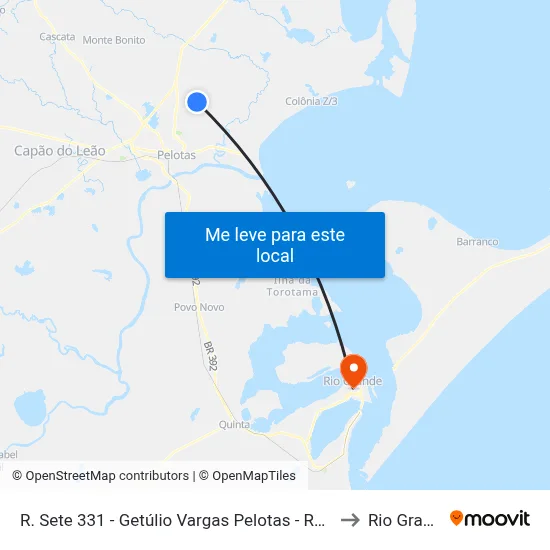 R. Sete 331 - Getúlio Vargas Pelotas - Rs Brasil to Rio Grande map