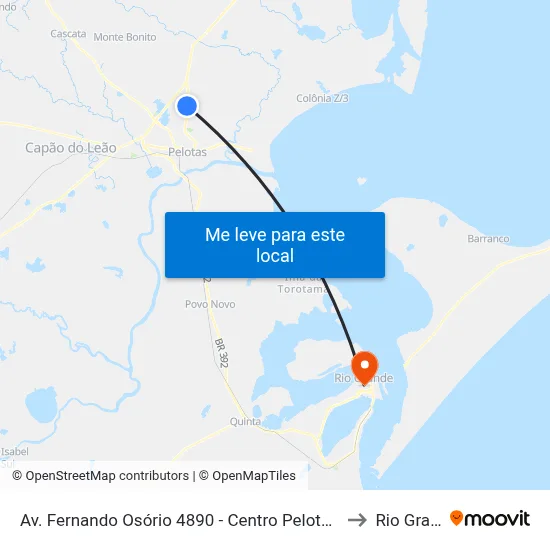 Av. Fernando Osório 4890 - Centro Pelotas - Rs Brasil to Rio Grande map