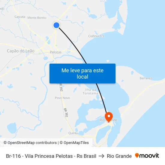 Br-116 - Vila Princesa Pelotas - Rs Brasil to Rio Grande map