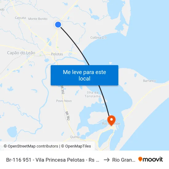Br-116 951 - Vila Princesa Pelotas - Rs Brasil to Rio Grande map