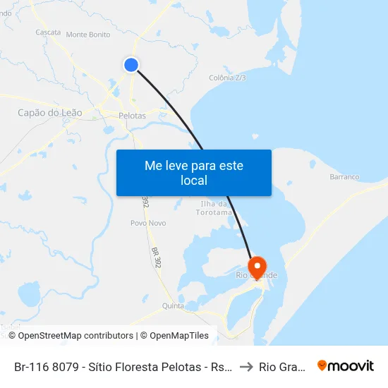 Br-116 8079 - Sítio Floresta Pelotas - Rs Brasil to Rio Grande map