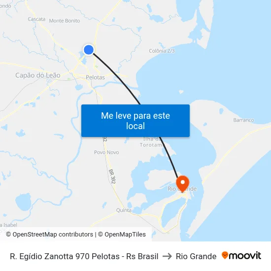 R. Egídio Zanotta 970 Pelotas - Rs Brasil to Rio Grande map