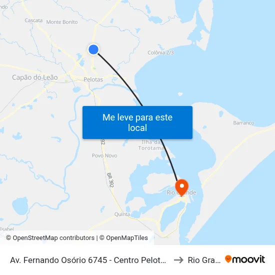 Av. Fernando Osório 6745 - Centro Pelotas - Rs Brasil to Rio Grande map
