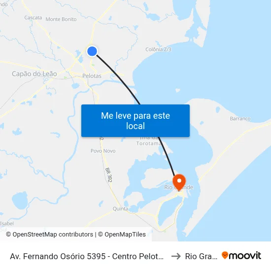 Av. Fernando Osório 5395 - Centro Pelotas - Rs Brasil to Rio Grande map