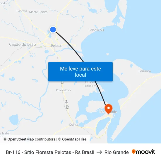 Br-116 - Sítio Floresta Pelotas - Rs Brasil to Rio Grande map