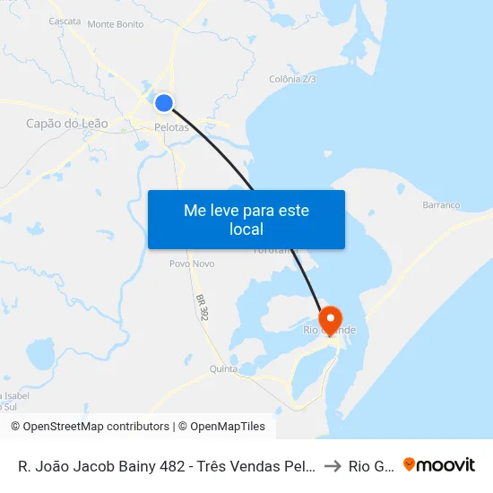 R. João Jacob Bainy 482 - Três Vendas Pelotas - Rs 96065-340 Brasil to Rio Grande map