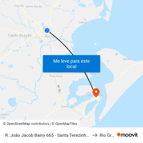 R. João Jacob Bainy 665 - Santa Terezinha Pelotas - Rs Brasil to Rio Grande map