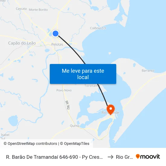 R. Barão De Tramandaí 646-690 - Py Crespo Pelotas - Rs Brasil to Rio Grande map