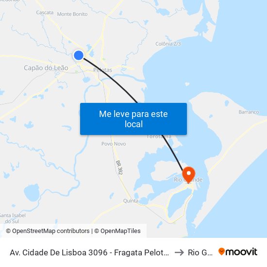 Av. Cidade De Lisboa 3096 - Fragata Pelotas - Rs 96050-510 Brasil to Rio Grande map