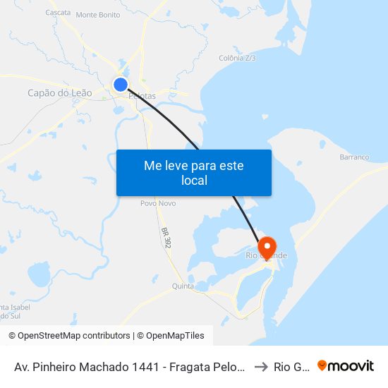 Av. Pinheiro Machado 1441 - Fragata Pelotas - Rs 96040-500 Brasil to Rio Grande map