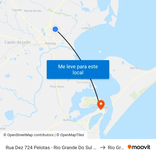 Rua Dez 724 Pelotas - Rio Grande Do Sul 96000-000 Brasil to Rio Grande map