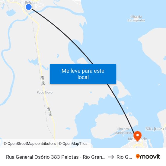 Rua General Osório 383 Pelotas - Rio Grande Do Sul 96010 Brasil to Rio Grande map