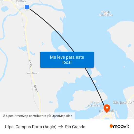 Ufpel Campus Porto (Anglo) to Rio Grande map