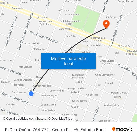 R. Gen. Osório 764-772 - Centro Pelotas - Rs Brasil to Estádio Boca Do Lobo map