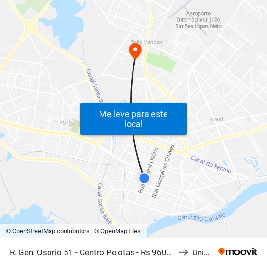 R. Gen. Osório 51 - Centro Pelotas - Rs 96020-000 Brasil to Unimed map