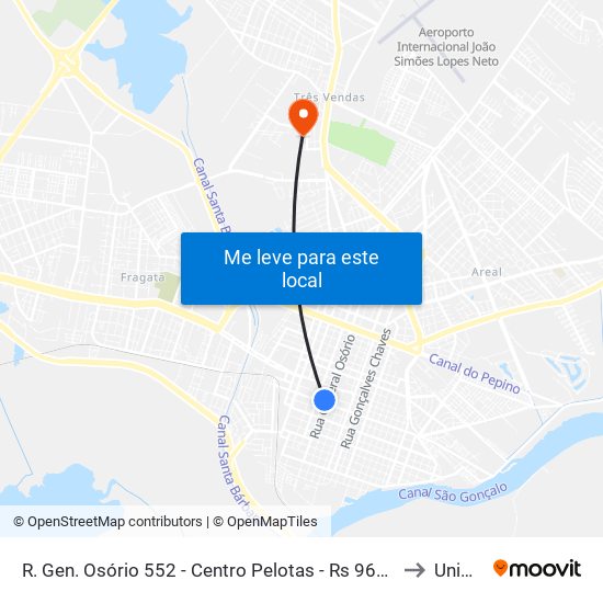 R. Gen. Osório 552 - Centro Pelotas - Rs 96020-000 Brasil to Unimed map