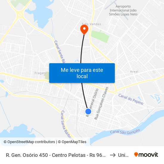 R. Gen. Osório 450 - Centro Pelotas - Rs 96020-000 Brasil to Unimed map