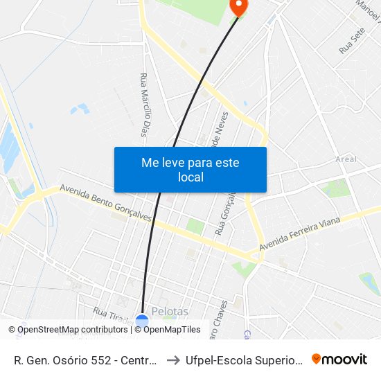 R. Gen. Osório 552 - Centro Pelotas - Rs 96020-000 Brasil to Ufpel-Escola Superior De Educação Física-Esef map