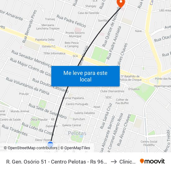 R. Gen. Osório 51 - Centro Pelotas - Rs 96020-000 Brasil to Clinicamp map