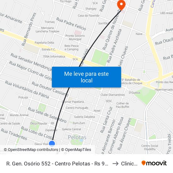 R. Gen. Osório 552 - Centro Pelotas - Rs 96020-000 Brasil to Clinicamp map