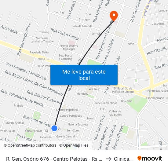 R. Gen. Osório 676 - Centro Pelotas - Rs Brasil to Clinicamp map