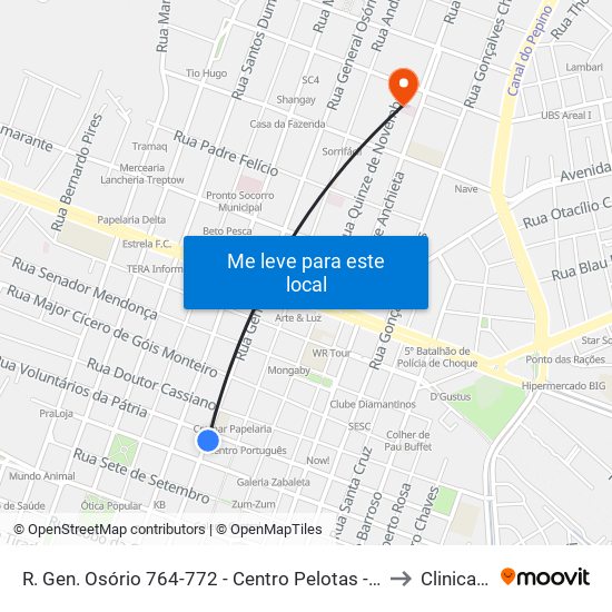 R. Gen. Osório 764-772 - Centro Pelotas - Rs Brasil to Clinicamp map