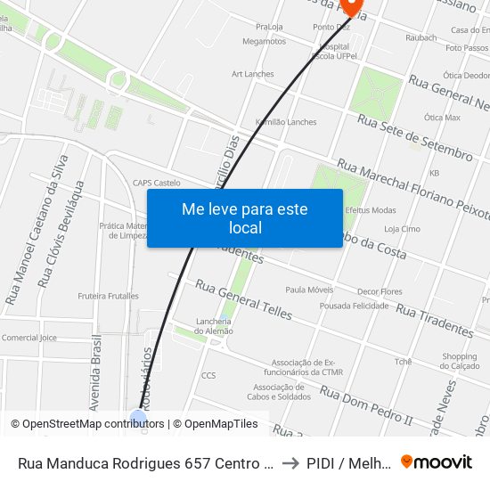 Rua Manduca Rodrigues 657 Centro Pelotas - Rs 96020-320 Brasil to PIDI / Melhor em Casa map