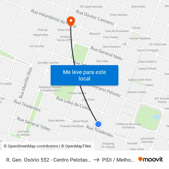 R. Gen. Osório 552 - Centro Pelotas - Rs 96020-000 Brasil to PIDI / Melhor em Casa map