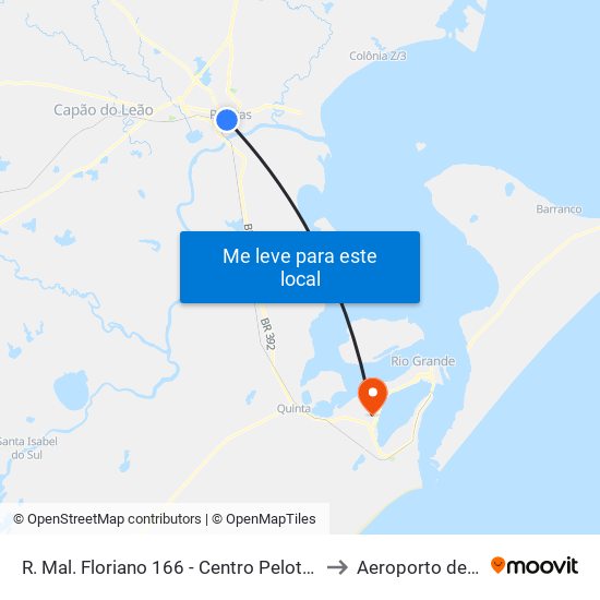 R. Mal. Floriano 166 - Centro Pelotas - Rs 96015-440 Brasil to Aeroporto de Rio Grande map