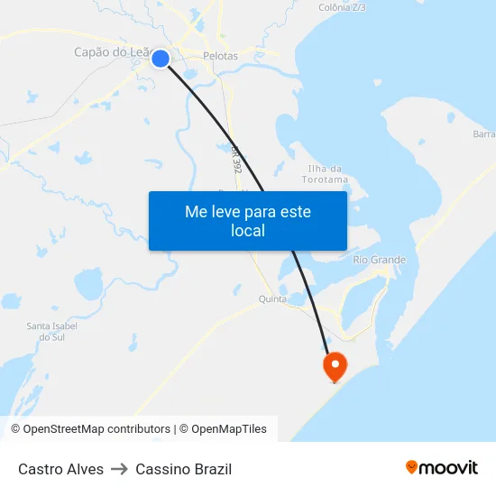 Castro Alves to Cassino Brazil map