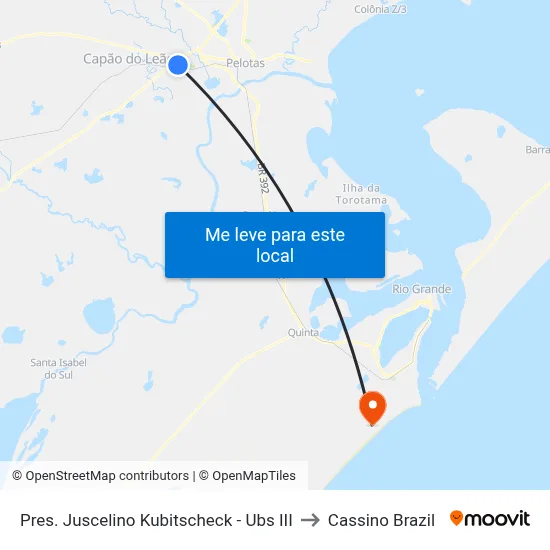 Pres. Juscelino Kubitscheck - Ubs III to Cassino Brazil map