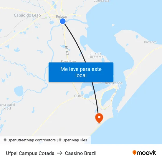 Ufpel Campus Cotada to Cassino Brazil map