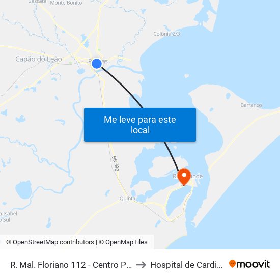 R. Mal. Floriano 112 - Centro Pelotas - Rs 96015-440 Brasil to Hospital de Cardiologia e Oncologia map
