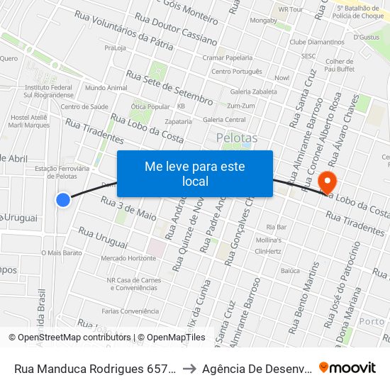 Rua Manduca Rodrigues 657 Centro Pelotas - Rs 96020-320 Brasil to Agência De Desenvolvimento Da Lagoa Mirim map