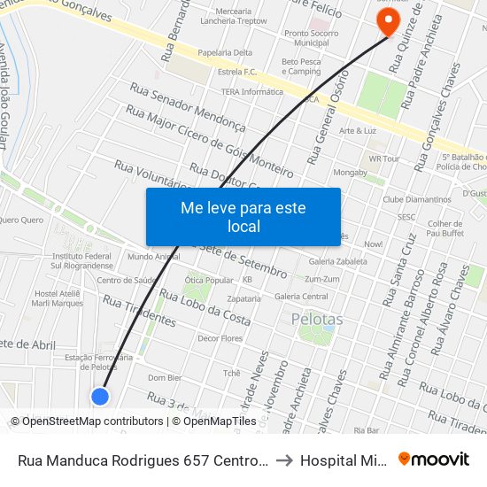 Rua Manduca Rodrigues 657 Centro Pelotas - Rs 96020-320 Brasil to Hospital Miguel Piltcher map
